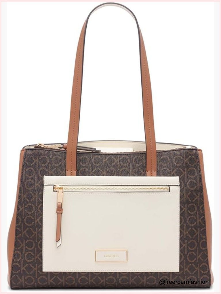 Vegan Leather Triple Compartment Tote 4 Pockets, Shoulder & Crossbody